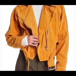 Free People Mustard Corduroy Crop Jacket